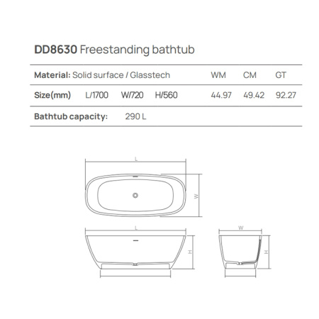 DEA DESIGN Soul Ванна 1700х720хh560 мм отдельностоящая, цвет classic green 