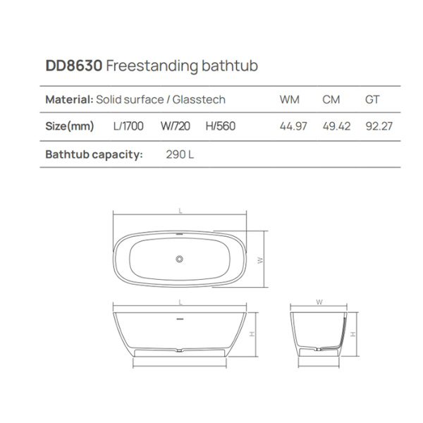 DEA DESIGN Soul Ванна 1700х720хh560 мм отдельностоящая, цвет classic green 