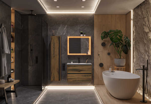 Зеркало с подсветкой LED и полкой Парма, Аттик 120 