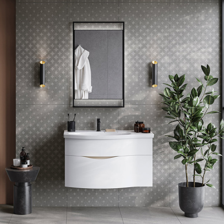 Kerama Marazzi Раковина RIVA мебельная левая с крепежом 100,7*48*15см, с 1 отв. под смеситель, с переливом, цвет белый глянцевый 