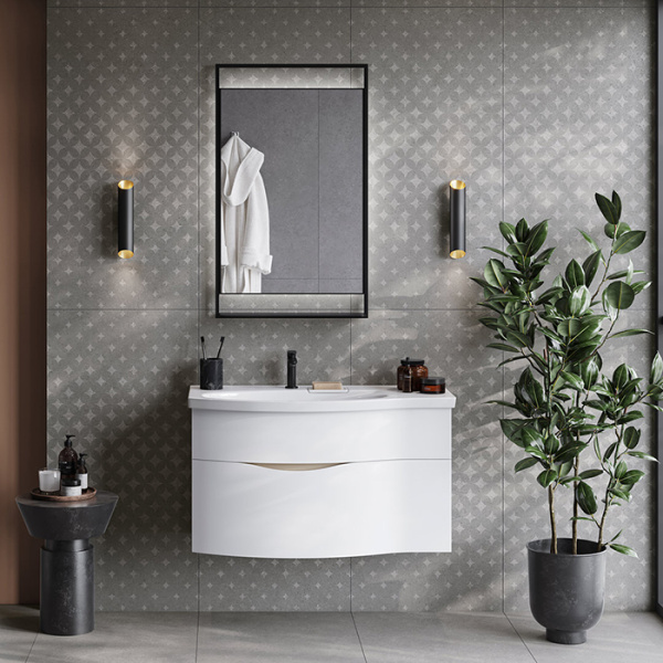 Kerama Marazzi Раковина RIVA мебельная левая с крепежом 100,7*48*15см, с 1 отв. под смеситель, с переливом, цвет белый глянцевый 