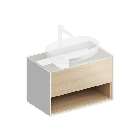 Kerama Marazzi Тумба PLAZA Modern подвесная 80 дуб виченце 1 ящик + полка 