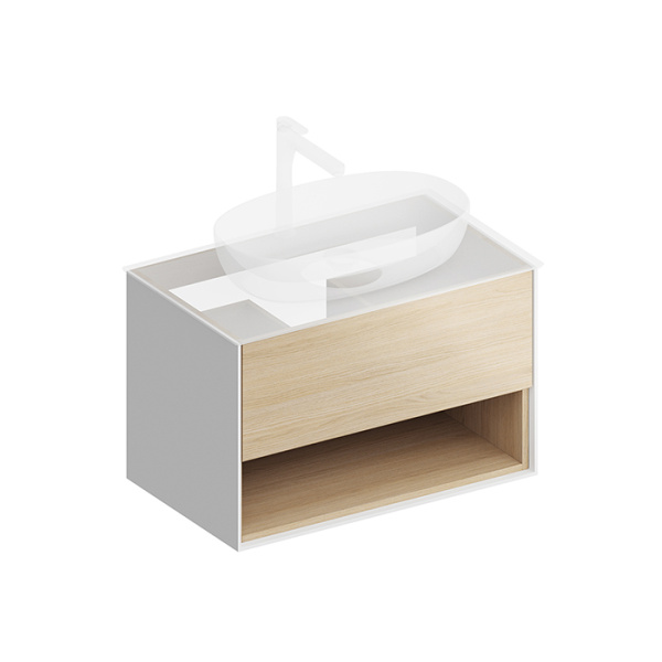 Kerama Marazzi Тумба PLAZA Modern подвесная 80 дуб виченце 1 ящик + полка 