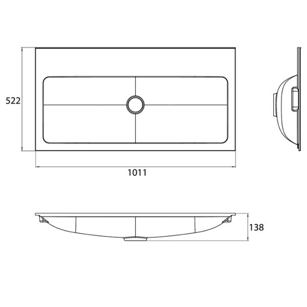 Emco Vanity units Раковина (мин. литье), 1000х522 мм, для тумб 9583 274 20 и 9583 275 20, с 1 отв., с д/ клапаном , цвет белый 