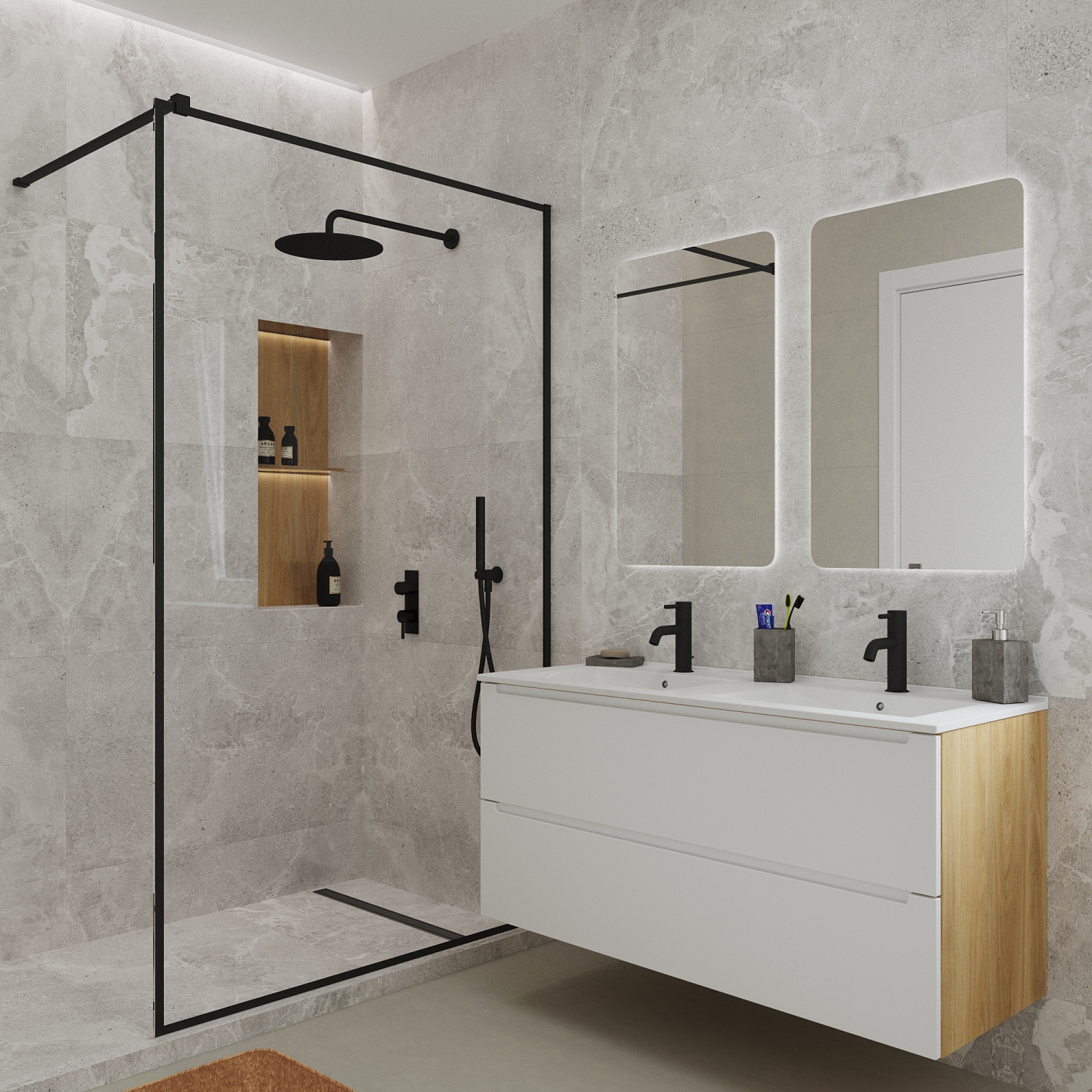 Тумба под раковину/столешницу/столешницу/столешницу Дион, Белый мат/Дуб 120