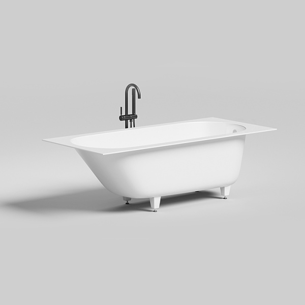 LOFO by Salini Встраиваемая ванна 1800х800хh610мм, овал чаша, мат-л: Solid Surface, без слива-перел, в комп. ножки, цвет: бел матов (С нашего склада!) 