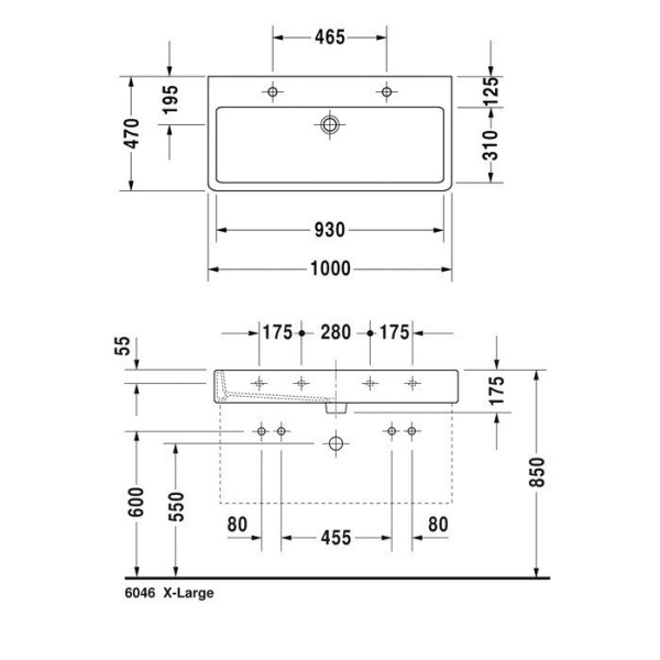 Duravit Vero Раковина для мебели, c переливом, с 2 отв. под смес., 1000x470мм, цвет: белый (Спец.цена из наличия) 
