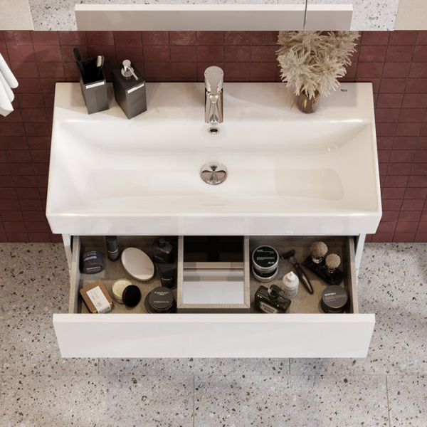 Roca OLETA Тумба подвесная 760х374х548 мм. для раковины 800 мм, с 2 ящиками, белый матовый 