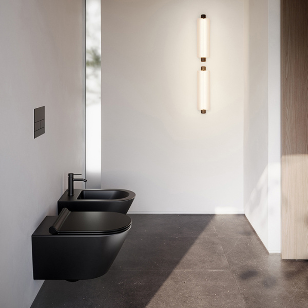 Catalano Zero Унитаз подвесной 55x35, безободковый, смыв Tornado, покрытие Twinglaze+, без крепежа, цвет черный матовый 