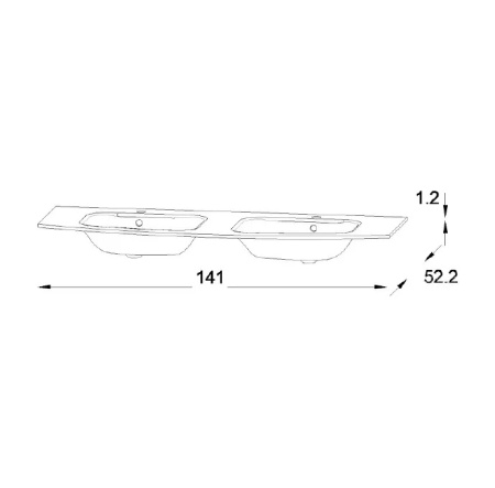 EB1887RU-DE1 Nona Nona стеклянная раковина, матовый белый, 140 см, 2 раковины 