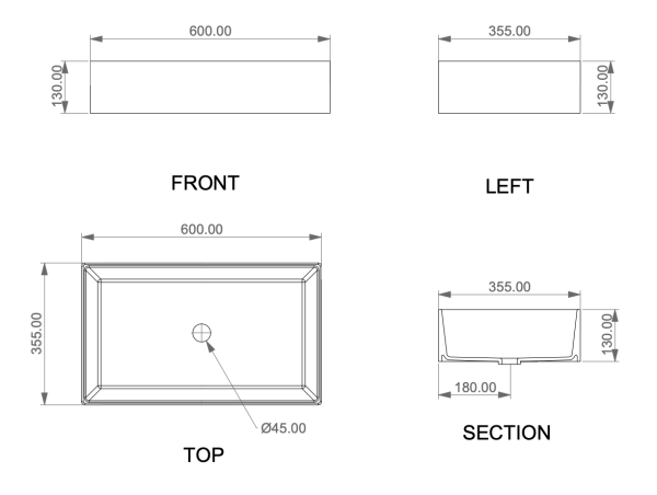 Раковина накладная 60х35,5 см GSG Ceramic Design Box BXLA60000, белый глянцевый 