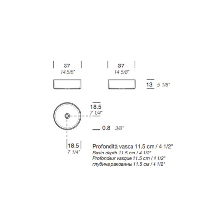 MILLDUE  Раковина  BASIC C37 накладная из CERAMILUX ,37х13 см, без отв для смесителя, цвет белый матовый 
