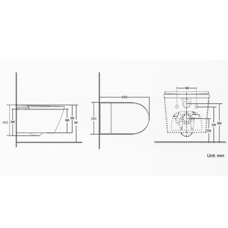 NEMO 977-2YB/BLACK Электронный унитаз с функцией биде, 600*380*400 в комплекте с крышкой-сиденьем 