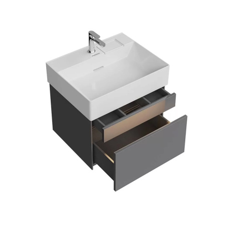 Kerama Marazzi Тумба LOGICA подвесная 2 ящика 60 см, стальной серый 