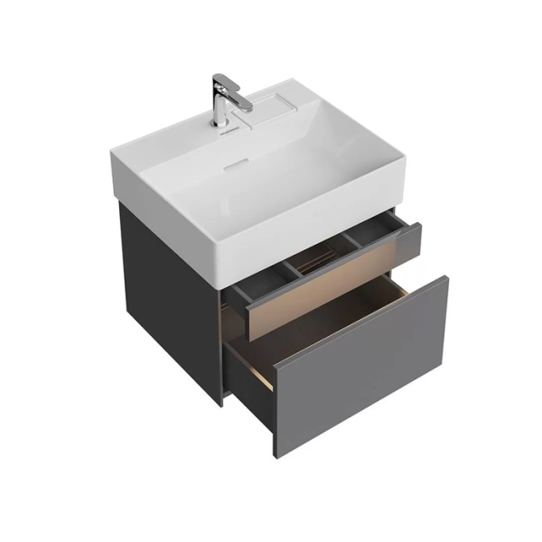 Kerama Marazzi Тумба LOGICA подвесная 2 ящика 60 см, стальной серый 