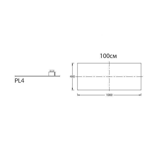 Kerama Marazzi Столешница из керамогранита без отверстий Фондамента 100, серая 