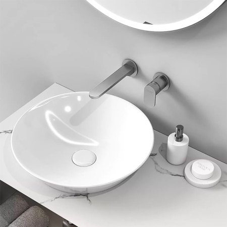 Kerama Marazzi Смеситель для раковины SIARA настенный, с внутренней частью, нержавеющая сталь 