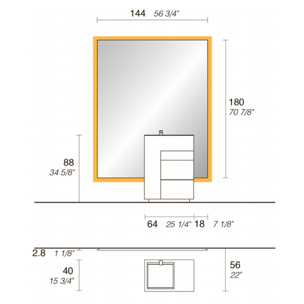 NOORTH milldue edition Зеркало VETRA 144хh180см с 4-х сторонней светодиодной подсветкой 