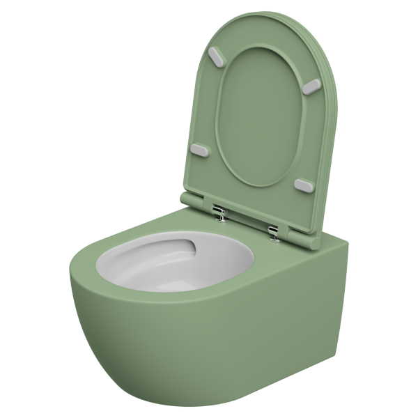 Чаша подвесного унитаза биколор со смывом Eco Clean GSG Ceramic Design Like LKWCSOECBI000/031, White/Salvia Matt 