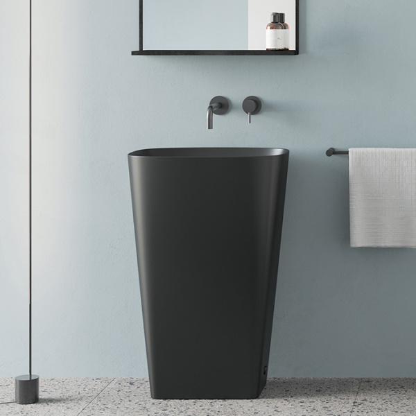 Catalano GREEN Раковина 55x38 h85 свободностоящая, без отв. под смеситель, покрытие Cataglaze+, слив в пол, цвет черный матовый 