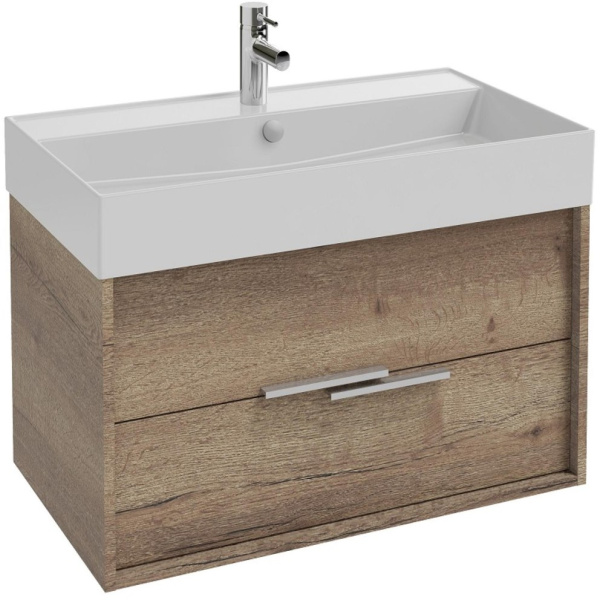 EB1667-E75-E75  VIVIENNE Тумба для раковины 80 см, к. дуб давос натуральный, ф. дуб давос натуральный 