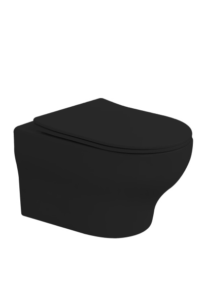 Унитаз подвесной, FIORE Черный матовый c крышкой 