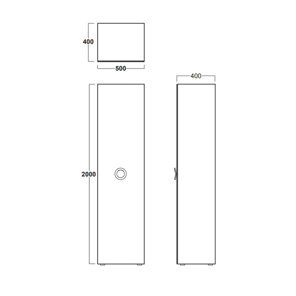 Simas Henges Пенал 50x40xh200 см, цвет черный матовый 