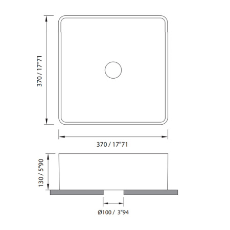 MOMA JUMP1 Раковина 370х370 мм., для установки на столешницу, с донным клапаном, цвет белый матовый 