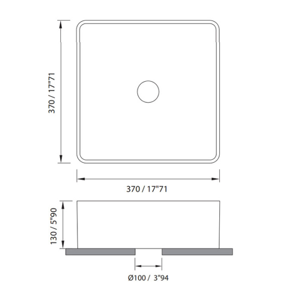 MOMA JUMP1 Раковина 370х370 мм., для установки на столешницу, с донным клапаном, цвет белый матовый 