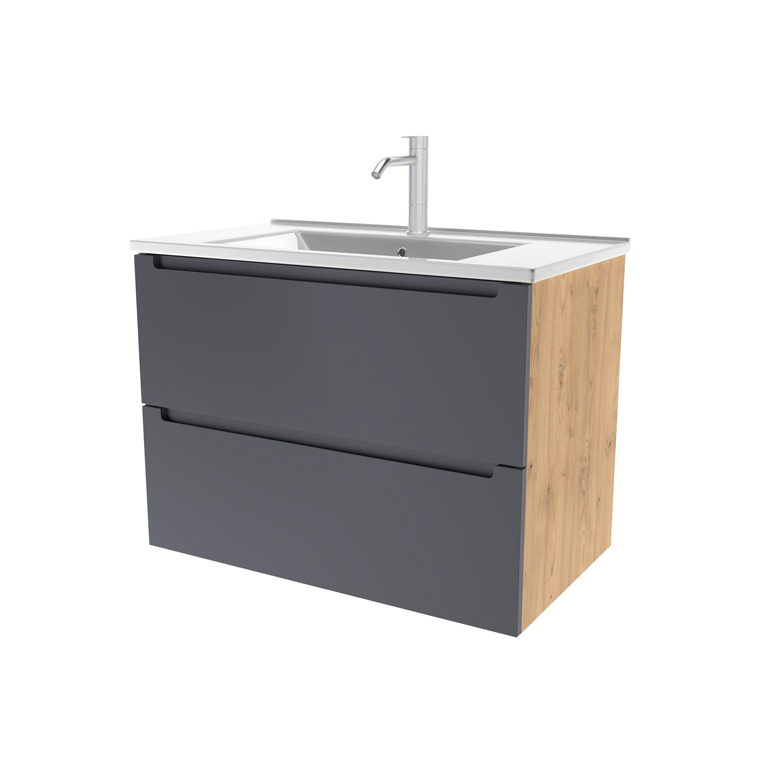 Тумба под раковину/столешницу/столешницу/столешницу/столешницу Дион, Графит мат/Дуб 100