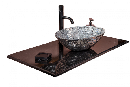 Столешница мрамор 101см  Nero Marquina для раковин хрусталь, LV204 