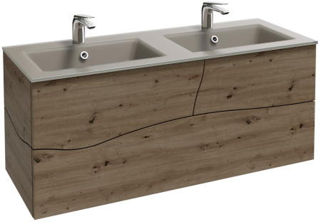 EB1831RU-DE5 Sherwood Sherwood стеклянная раковина-столешница, матовый базальт, 120 см, 2 раковины 