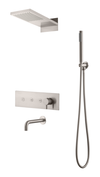 Встроенная душевая система FUSION, трехпозиционная Nickel Brush с изливом 