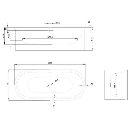 BETTE Гарнитура слива-перелива для  BetteMono Silhouette, эмалированный, цвет белый (СО склада продаем с ванной 2740-000 CFXXSR) 