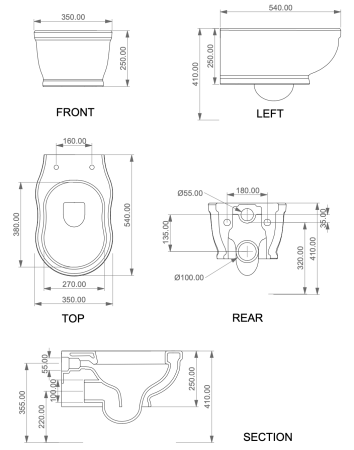 Чаша подвесного унитаза GSG Ceramic Design Time TIWCSO001, белый матовый 