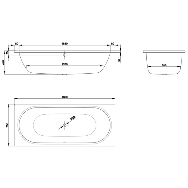 BETTE Starlet Ванна с шумоизоляцией 180х75х42, белая 