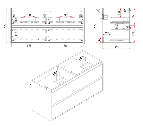 Тумба под раковину/столешницу Парма, Аттик 120 