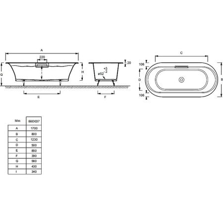 99314T-CP встроенный слив-перелив на ванну VOLUTE (хром) 