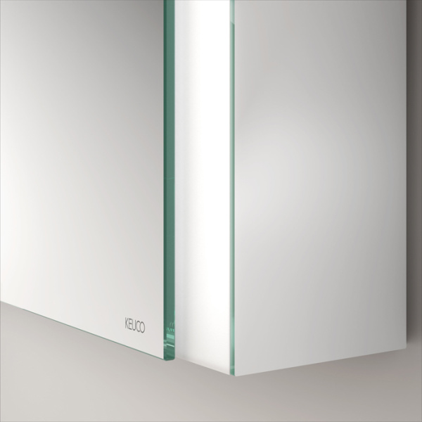 Keuco SOMARIS Зеркальный шкаф 600x710x128мм 1-дверный-двустор. зеркало, IP 44 c плавным закр. дверцы, корпус: алюминий серебристый цвет: 