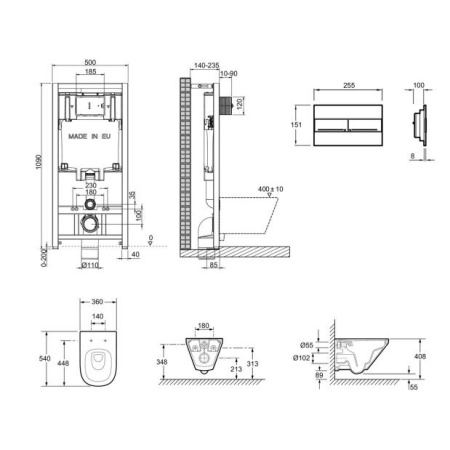 Сет унитаз c инстал Modern Life, сидмикролифт,клавиша хром  (E29025-NF+E4316-CP+E77168-0+E77725-0) 
