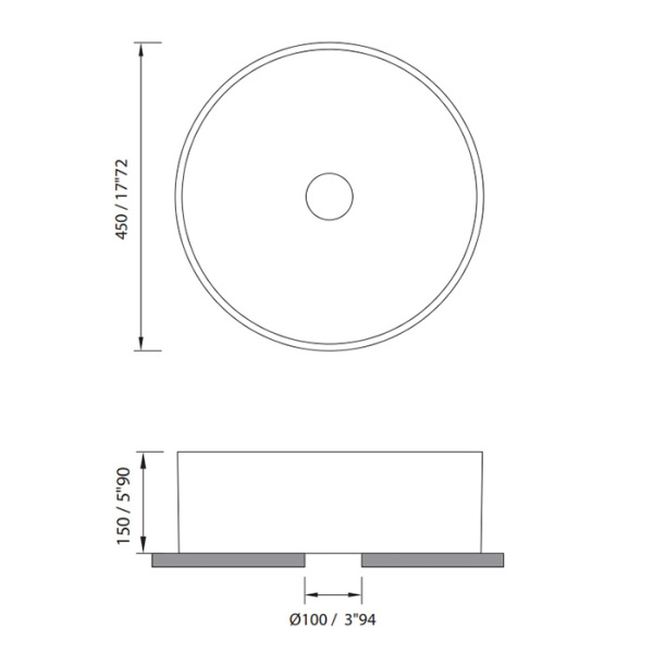 MOMA JUMP3 Раковина Ø450 мм., для установки на столешницу, с донным клапаном, цвет белый матовый 