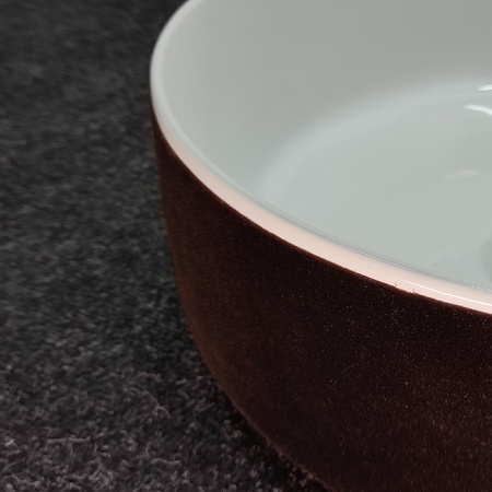 ArtCeram COGNAC Раковина накладная, 42 см, без отв под смес, без слив-перелив, цвет bianco/отделка синтетический бархат цвет testa di moro (НЕ ПР-ся) 