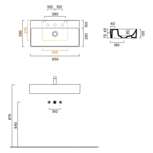 Catalano PREMIUM Раковина 65x35, без отв. под смеситель, покрытие Cataglaze+, цвет белый глянцевый 