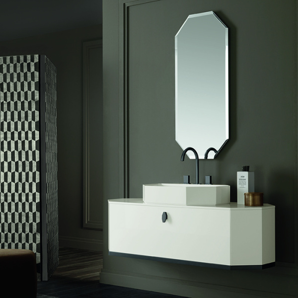 VITAGE milldue edition Раковина CRYSTAL 664х472х120 мм, без перелива, c 3 отверстиями для смесителя, Ceramilux, с донным клапаном, цвет бел глянцевый 