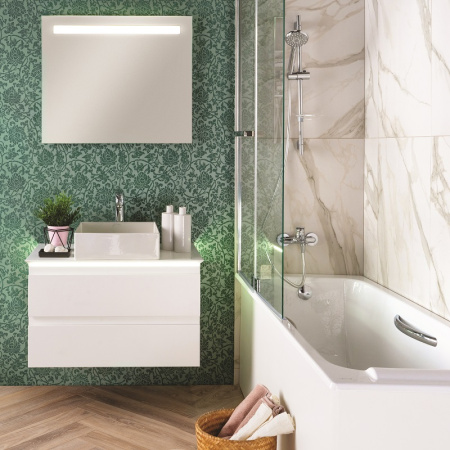 EB2083-J51 Тумба со столешницей и с подсветкой для накладной раковины, 80 см, цвет матовый белый 