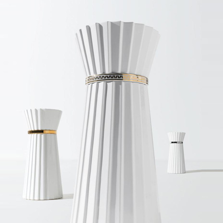 OASIS PLISSE Раковина напольная Ø440х950 мм, без отв. для смесителя, без перелива, c донным клапаном, кольцо золото, цвет белый (упаковка-3-х коробки) 