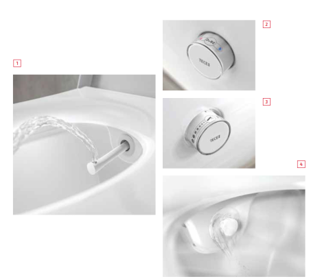 TECEone Унитаз-биде подвесной 540х358х350 мм, комплект крепежей и компл подкл к водоснабжению, цвет белый 