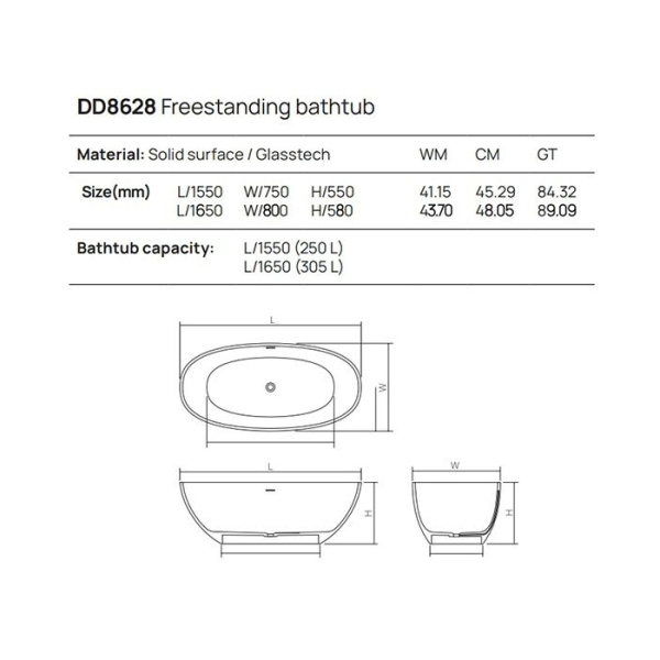 DEA DESIGN Nature Ванна 1650х800хh580 мм отдельностоящая, цвет brown copper 