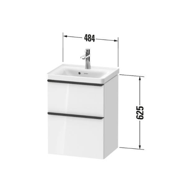 Duravit D-Neo Тумба подвесная 484 x 372 mm, под раковину 742500000,  с выдвижным ящиком и выдвижным отделением, графит матовый 