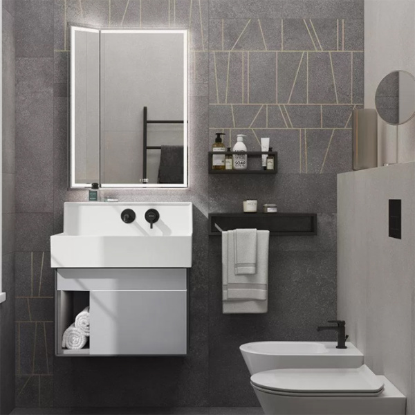 Kerama Marazzi Зеркало TECNO M 65х85 см. с поворотной дверцей, подсветкой и функцией антизапотевание, белое 